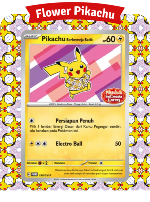 Pokemon Pikachu Berkemeja Batik Flower Pink Indonesia