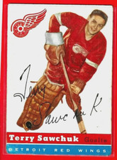 1954-55**TERRY SAWCHUK**#58 (Detroit Red Wings)HOF! Look Picture BV$700!