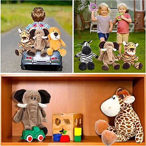 6 Pieces Safari Stuffed Animals Plush Jungle Animal Toys Set for Cute Style - Picture 7 of 7