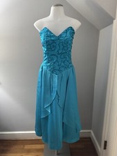 Women  s Gunne Sax By Jessica McClintock Vintage Blue Sequined Gown Strapless