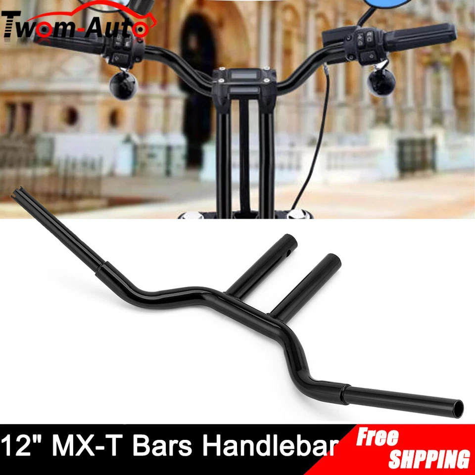 Руль 12 дюймов MX-T 1 1/4 дюйма для Harley XLH883 Sportster Wide Super Glide CVO - Изображение 2 из 4