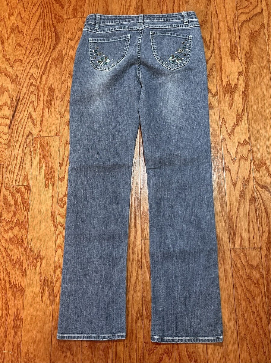 TOTAL GIRL, Size 14, Blue Jeans w/Embroidery & Iridescent Bling