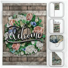 Welcome Garden Flag 12x18in Seasonal Garden Flag Wreath Flowers Roses