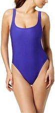 Reebok Ribbed Purple One-Piece High-Leg Swimsuit, Women Size Med, 64 NWT