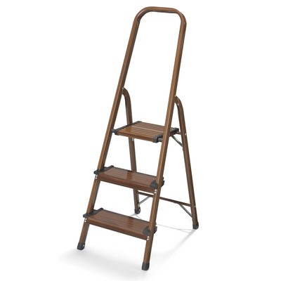 Polder LDR-3500-131 225 lbs. Capacity Aluminum Chestnut Three Step Stool 52H in.