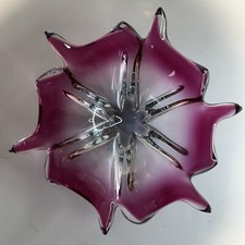 Vintage Murano Cranberry Pink Art Glass Star-Shaped Centerpiece Bowl