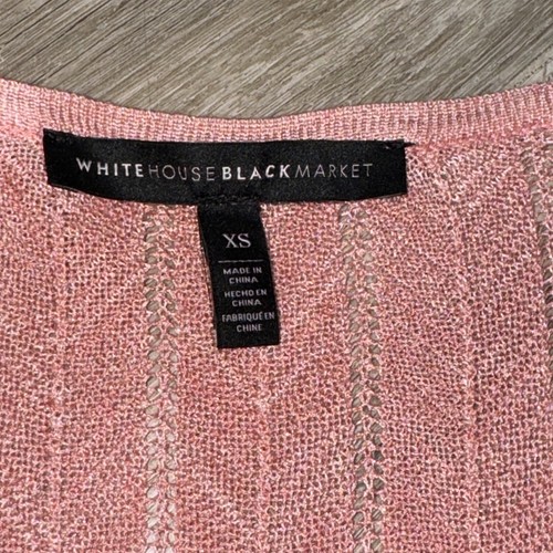 White House Black Market Size XS Pink/Gold V-Neck Tie Sweater - Picture 6 of 7