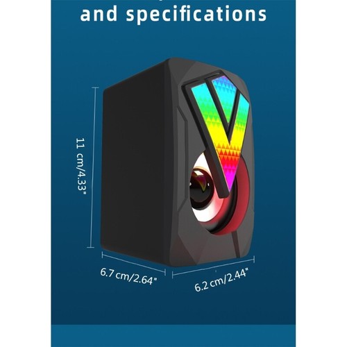 RGB Speaker 3.5mm Stereo Surround Music for Computer PC Loudspeakers - Photo 8/8