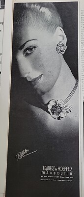 1945 Trabert & Hoeffer Mauboussin Necklace Earrings Vintage Jewelry Ad