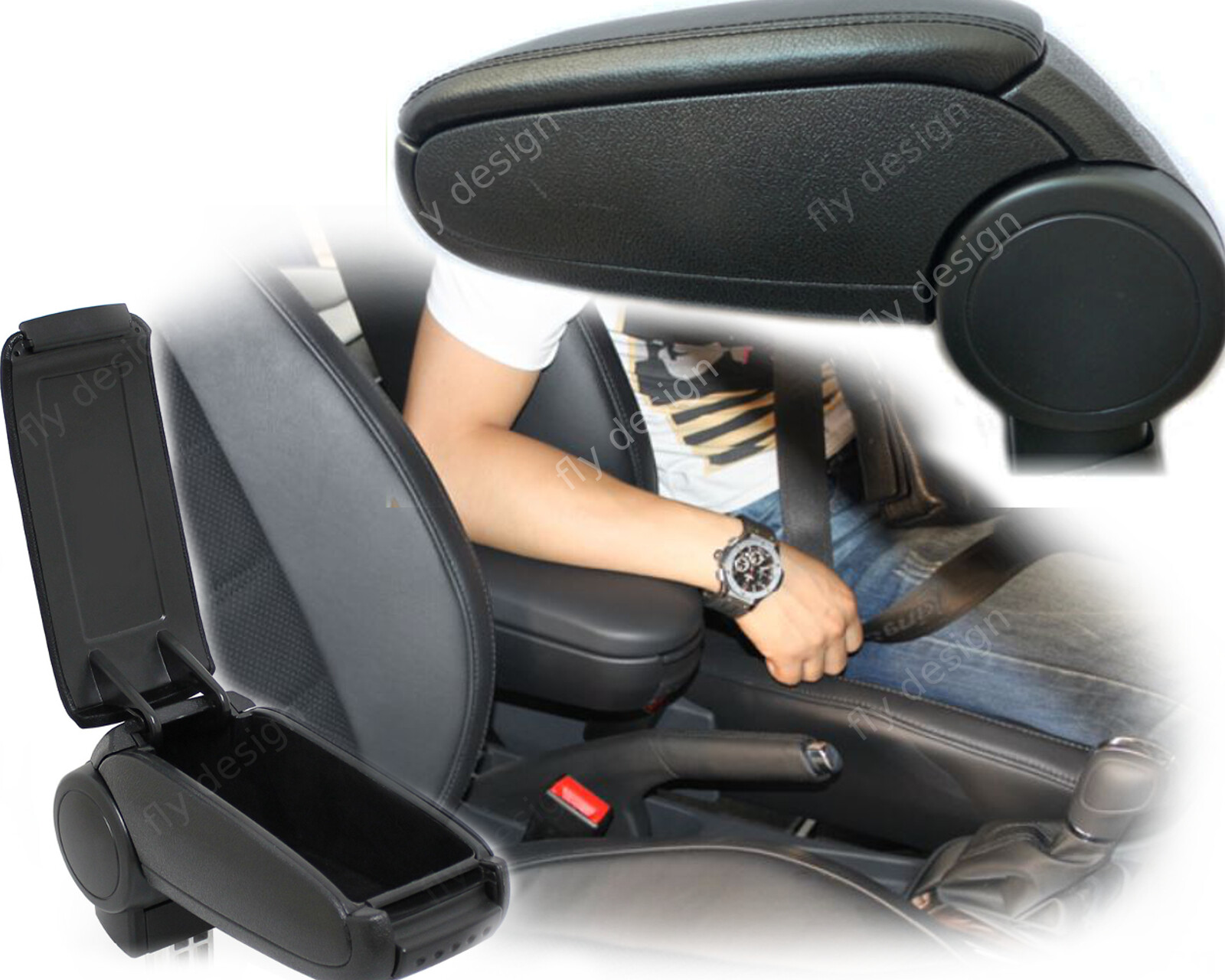 Center Armrest Black Leather Suitable for AUDI A6 C5