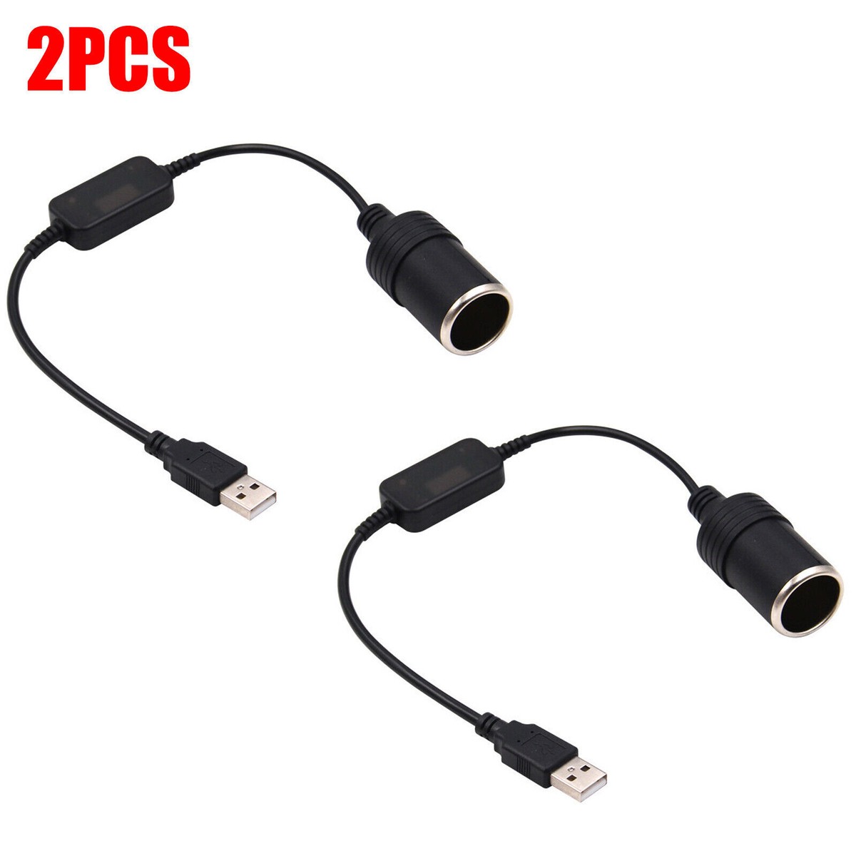 convert usb to cigarette lighter 2PCS Car Cigarette Lighter Socket Converter USB To 12V Adapter Cable Cord