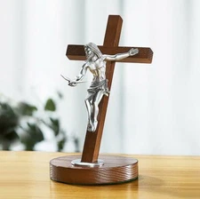 Gift of The Spirit Standing Cross Catholic Home Crucifix  Wood Cross