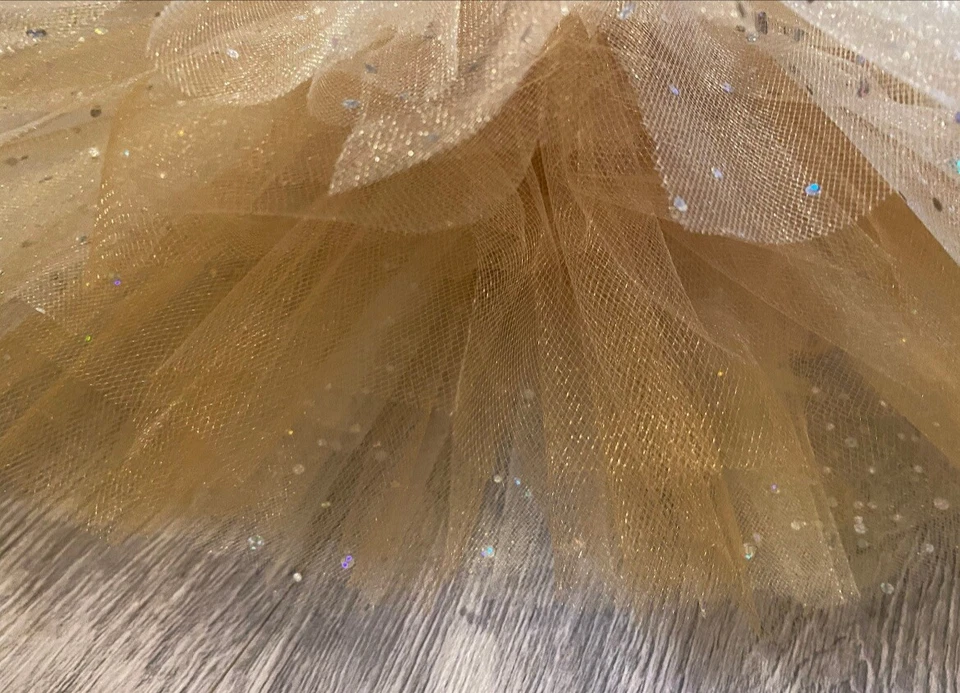 Girls Gold Star sequin Tutu Skirt, childrens star costume, girls gold skirt - Image 2 of 3