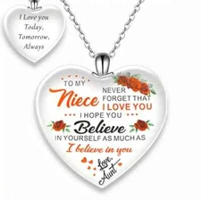 To Niece Love Heart I Love You Pendant Necklace Birthday Holiday Party Gift Girl