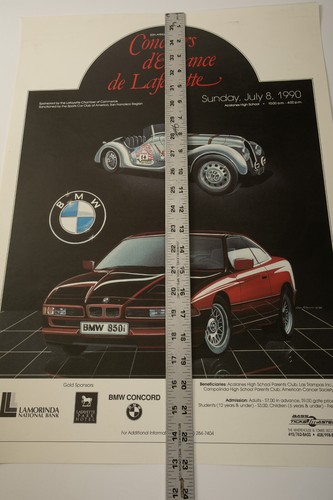 Concours d'Elegance Poster (PSTR-31) Lafayette (JSF6) Classic Car Show 1990 BMW - Picture 7 of 8