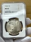 1924 Peace Silver Dollar NGC MS64 Blast Frosty Luster - 721B