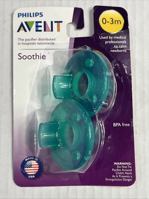 Philips Avent Super Soothie Pacifiers Binky Ages 0-3M Months 2PK Teal
