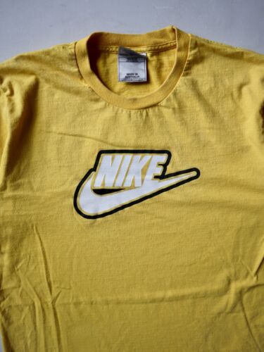 Vintage Nike Shirt Mens Small Yellow Tee Centre Swoosh Tick Australia - Picture 2 of 6