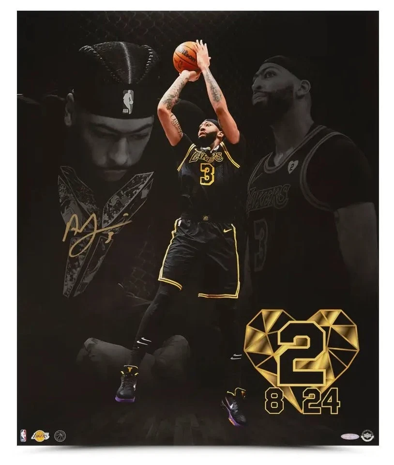 Foto firmada por Anthony Davis autografiada 20X24 de los Lakers "8-2-24" UDA cubierta superior