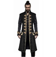 Men Steampunk Tailcoat Jacket Polyester Black Gothic Victorian Cosplay Costume