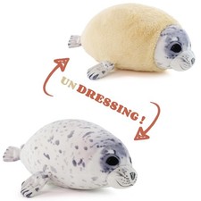 Chubby Blob Young Seal Pillow Soft Plushies, Cute Ocean Small 12 in , Grey