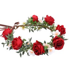 Rose Flower Crown Bridal Headpiece Floral Wreath for Wedding Party