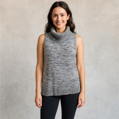 Cleo Sweater Women s Large Petite Black Sleeveless Lightweight Turtleneck Career