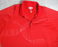 Men’s 2XL Antigua Golf Polo Red Abstract Accents Logos Performance Polyester EUC