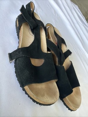 Haflinger 40 Black Suede Sandals