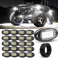 Rock Lights Pure White 20 Pods LED Car Underglow Kits Waterproof Underbody Light