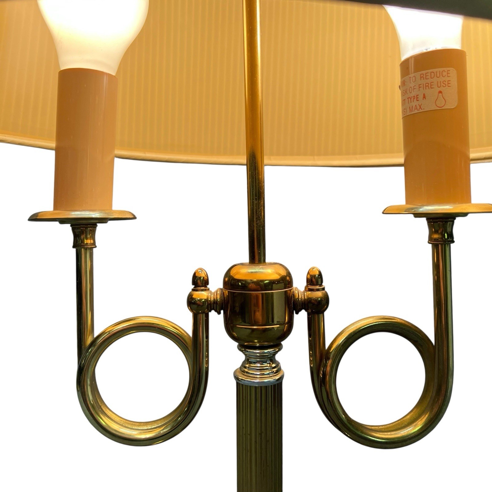 Vintage 1996 Brass Bouillotte 2 Arm French Horn Table Lamp Alsy 10”
