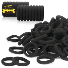 120PCS Black Hair Ties for Women, Seamless Soft Hair Bands Ponytail Holder, Elas