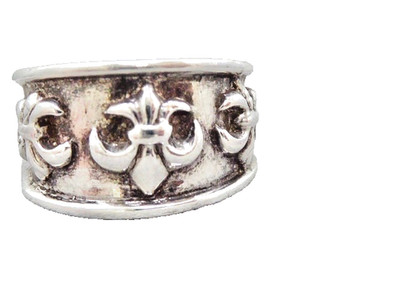 VINTAGE ÄLTERER STERLINGSILBER FLUER DE LIES DESIGN BANDRING GRÖSSE 8,25 12,5 MM
