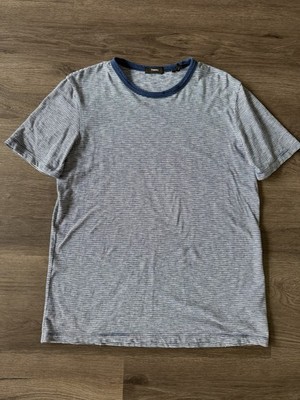 Theory Essential Cosmo T-Shirt Men's - Blue And White Micro Striped