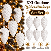 6 Weihnachtskugeln Outdoor Christbaumkugeln Weiß Tannenzapfen Wetterfest 17Cm