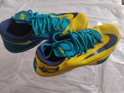 Nike KD Men's Size 9 Yellow Blue Teal Basketball Shoes Athletic Sneakers