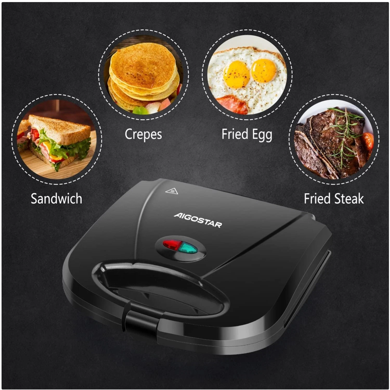 Compact Electric Sandwich Maker with Non-stick Grid - Black
Opens in a new window or tab