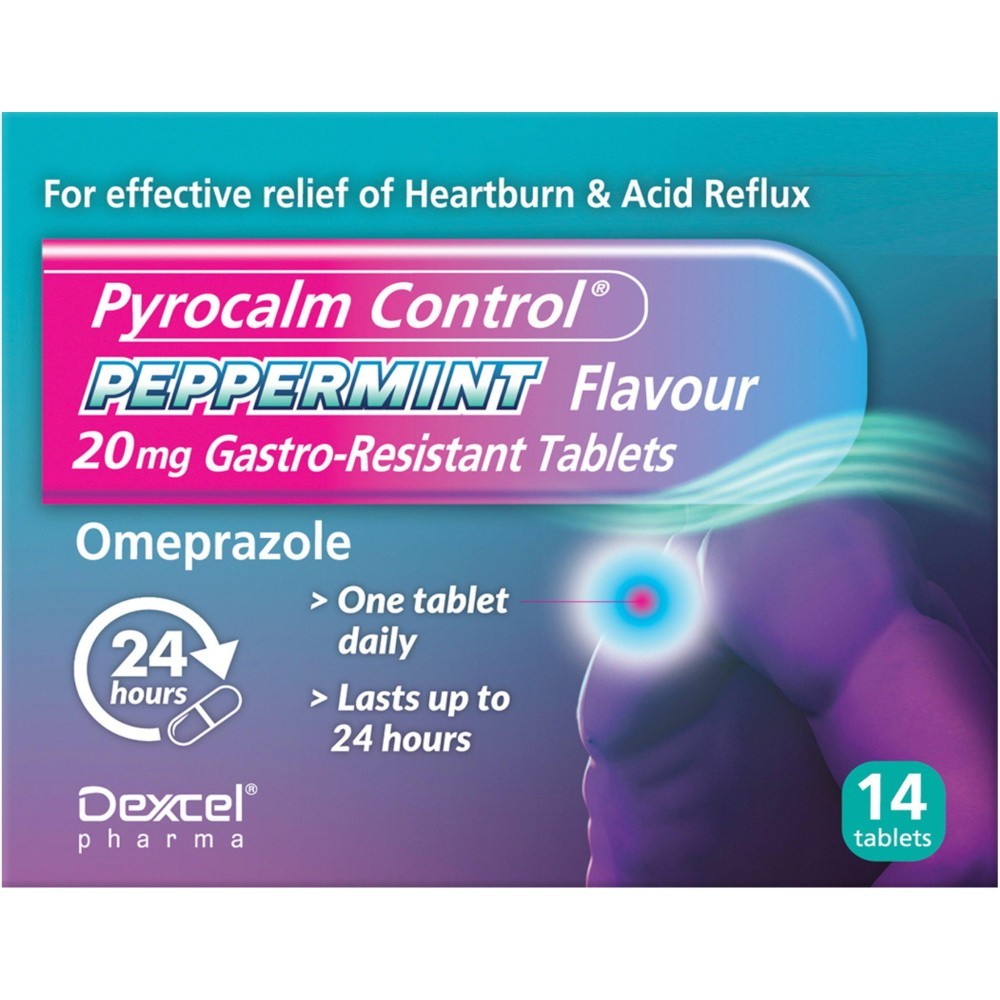 Pyrocalm Control Gastro-Resistant Tablets - 20mg 14 Tablets - Peppermint Flavour