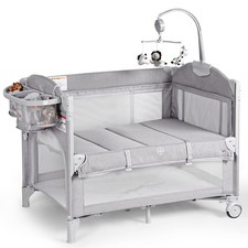 Baby Bassinets Bedside Sleeper, 4 in 1 Portable Bedside Crib w/Mattress, Diap...