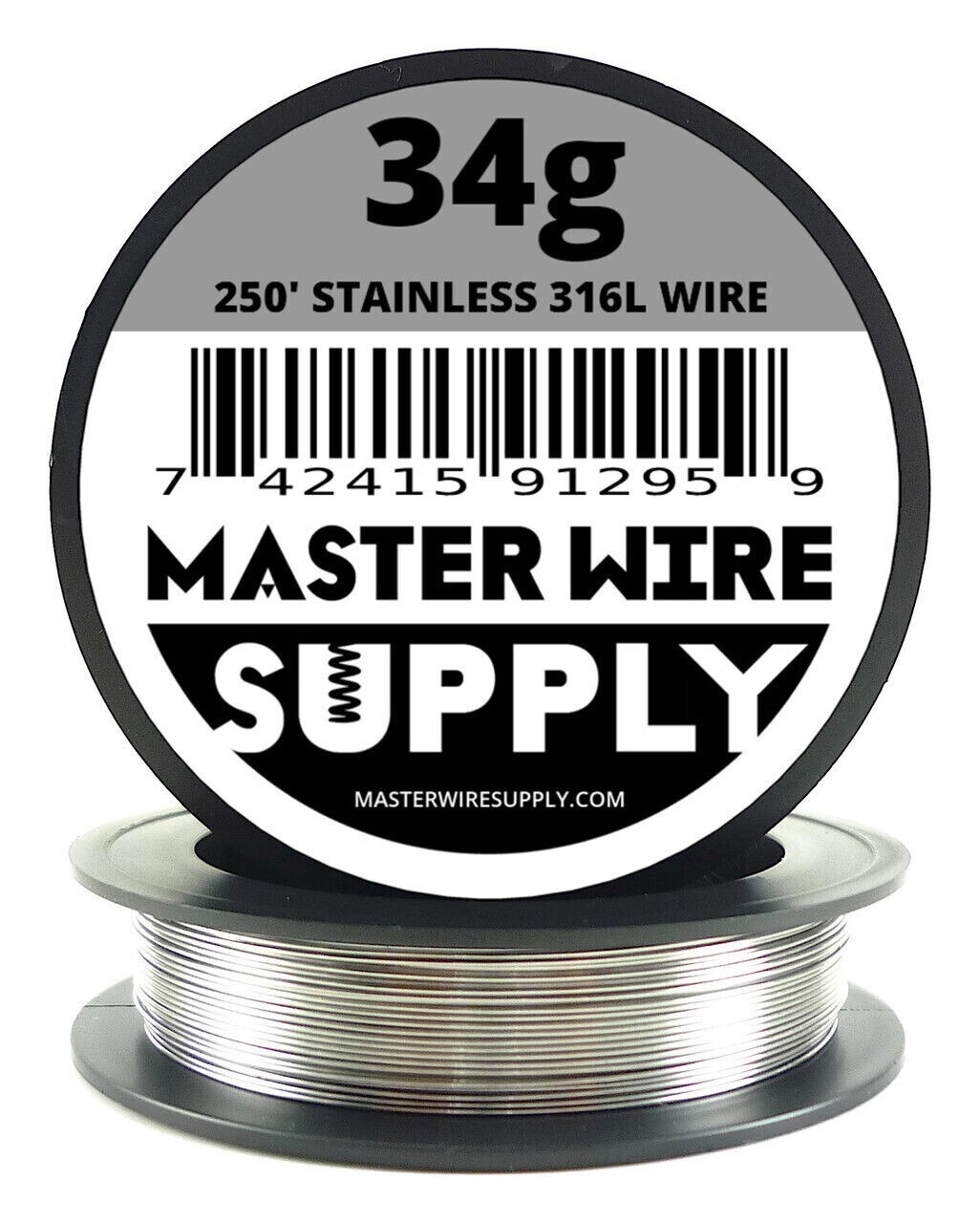 Stainless Steel 316L - 250ft - 34 Gauge Wire 34g - 0.16mm - 0.006in - Master Wir