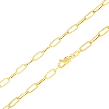 10k Yellow Gold 4mm Paperclip Chain Rolo Dainty Link Cable Necklace Womens 16"
