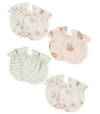 Gerber Baby Boy or Girl Unisex Mittens 4-Pack Sizes 0-3 Months
