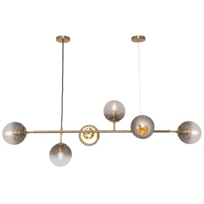 6-Light Modern Gold Linear Globe Ceiling Light Pendant Lamp Sputnik Chandelier