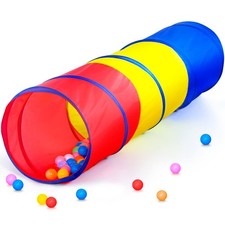 PigPigPen Pop Up Play Tunnel 17.5” (Diameter) x 67” (L), Red, Yellow, Blue 