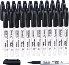 Shuttle Art 24 Black Permanent Markers Fine Tip Markers, Perfect on Plastic, Woo