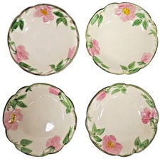 4 Franciscan Desert Rose Berry Dessert Or Fruit Bowls Pink Floral Vintage