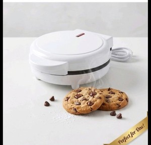 White Mini Cookie Maker Electric Griddle Compact Personal Dessert Baker Travel