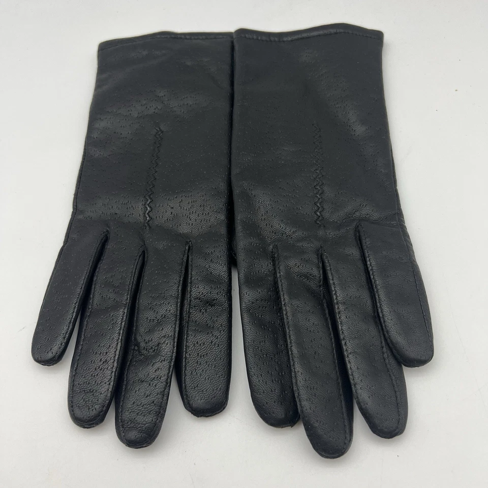 Guantes de cuero negro Fownes, vintage, forro de poliéster WPL9522 talla 7,5 Foto 2 de 4