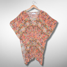 Anthropologie Rujuta Sheth One Size Cinched Mini Kaftan Floral Tunic Festival