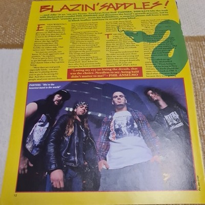 Vintage PANTERA DIMEBAG DARRELL VINNIE PAUL A4 POSTER KERRANG MAGAZINE CLIPPING